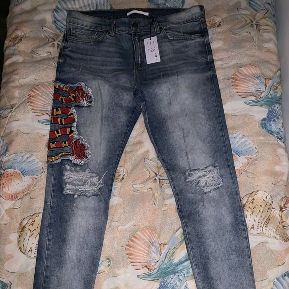 NWT Golden Denim Jeans: Snake and Roses W38 L34 - Picture 1 of 7
